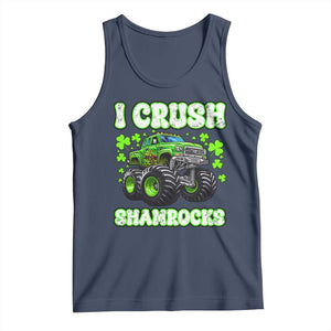 Funny St Patricks Day Monster Truck Tank Top I Crush Shamrocks Retro TS02 Navy Print Your Wear