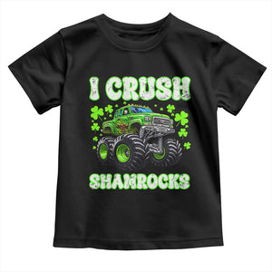 Funny St Patricks Day Monster Truck Toddler T Shirt I Crush Shamrocks Retro TS02 Black Print Your Wear