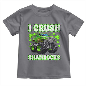 Funny St Patricks Day Monster Truck Toddler T Shirt I Crush Shamrocks Retro TS02 Charcoal Print Your Wear