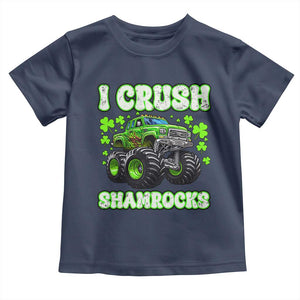Funny St Patricks Day Monster Truck Toddler T Shirt I Crush Shamrocks Retro TS02 Navy Print Your Wear