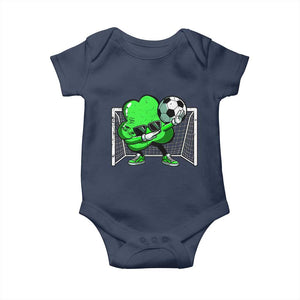 Funny Soccer Shamrock Baby Onesie Dabbing Player St. Patrick's Day TS02 Navy Print Your Wear