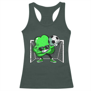 Funny Soccer Shamrock Racerback Tank Top Dabbing Player St. Patrick's Day TS02 Dark Forest Green Print Your Wear