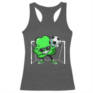 Funny Soccer Shamrock Racerback Tank Top Dabbing Player St. Patrick's Day TS02 Dark Heather Print Your Wear