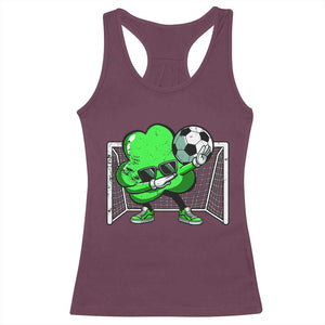Funny Soccer Shamrock Racerback Tank Top Dabbing Player St. Patrick's Day TS02 Maroon Print Your Wear