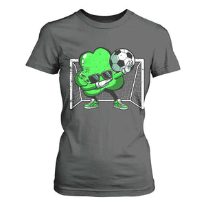 Funny Soccer Shamrock T Shirt For Women Dabbing Player St. Patrick's Day TS02 Dark Heather Print Your Wear