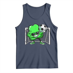 Funny Soccer Shamrock Tank Top Dabbing Player St. Patrick's Day TS02 Navy Print Your Wear
