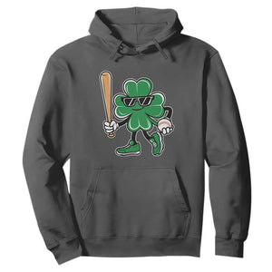 Lucky Baseball Shamrock Hoodie St Patrick's Day T-Ball Sport Lover Gift TS02 Dark Heather Print Your Wear