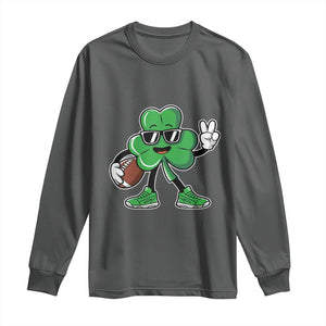 St Patrick's Day Lucky Shamrock Football Long Sleeve Shirt Sport Lover Gift TS02 Dark Heather Print Your Wear
