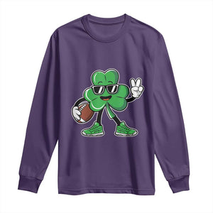 St Patrick's Day Lucky Shamrock Football Long Sleeve Shirt Sport Lover Gift TS02 Purple Print Your Wear