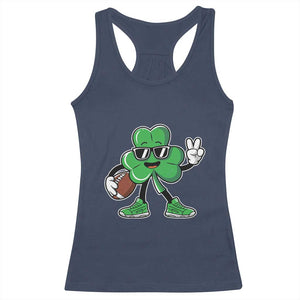 St Patrick's Day Lucky Shamrock Football Racerback Tank Top Sport Lover Gift TS02 Navy Print Your Wear
