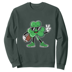 St Patrick's Day Lucky Shamrock Football Sweatshirt Sport Lover Gift TS02 Dark Forest Green Print Your Wear