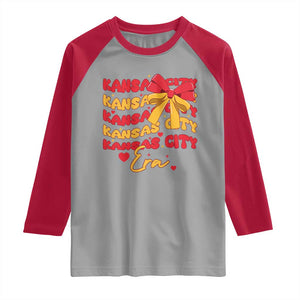 Groovy In My Kansas City Era Raglan Shirt Retro Coquette Bow TS02 Sport Gray Red Print Your Wear