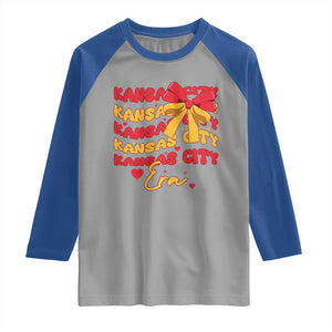 Groovy In My Kansas City Era Raglan Shirt Retro Coquette Bow TS02 Sport Gray Royal Print Your Wear