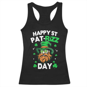 Happy St Pat Rizz Day Racerback Tank Top Funny St. Patrick's Day Leprechaun TS02 Black Print Your Wear