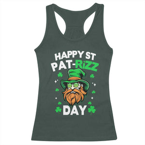 Happy St Pat Rizz Day Racerback Tank Top Funny St. Patrick's Day Leprechaun TS02 Dark Forest Green Print Your Wear