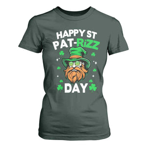 Happy St Pat Rizz Day T Shirt For Women Funny St. Patrick's Day Leprechaun TS02 Dark Forest Green Print Your Wear
