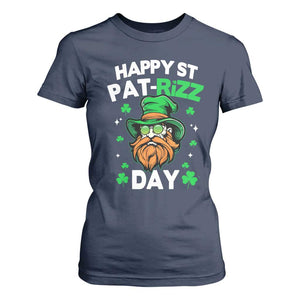 Happy St Pat Rizz Day T Shirt For Women Funny St. Patrick's Day Leprechaun TS02 Navy Print Your Wear