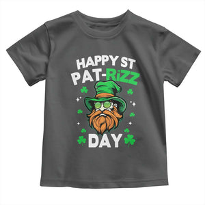 Happy St Pat Rizz Day Toddler T Shirt Funny St. Patrick's Day Leprechaun TS02 Dark Heather Print Your Wear
