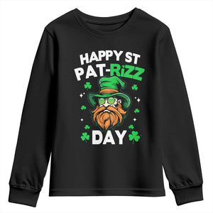 Happy St Pat Rizz Day Youth Sweatshirt Funny St. Patrick's Day Leprechaun TS02 Black Print Your Wear