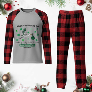 St Patrick's Day Lucky L&D Nurse Plaid Pajama Set Labor And Delivery Shamrock TS02 Buffalo Plaid Print Your Wear
