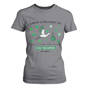 St Patrick's Day Lucky L&D Nurse T Shirt For Women Labor And Delivery Shamrock TS02 Charcoal Print Your Wear