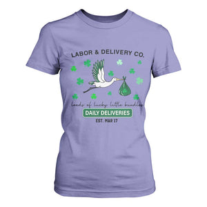 St Patrick's Day Lucky L&D Nurse T Shirt For Women Labor And Delivery Shamrock TS02 Violet Print Your Wear