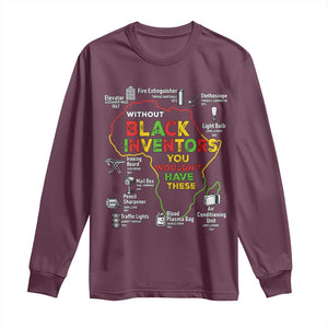 Proud Black Inventors Long Sleeve Shirt Black History Month African American Pride TS02 Maroon Print Your Wear