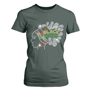 I Am Black History T Shirt For Women Black Girl Sparkling Bling TS02 Dark Forest Green Print Your Wear