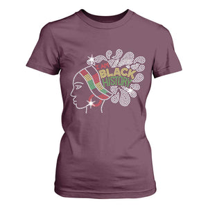 I Am Black History T Shirt For Women Black Girl Sparkling Bling TS02 Maroon Print Your Wear