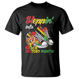 Stepping Into Black History Month T Shirt Black Girls Sneakers TS02 Black Print Your Wear