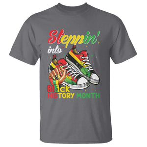 Stepping Into Black History Month T Shirt Black Girls Sneakers TS02 Charcoal Print Your Wear