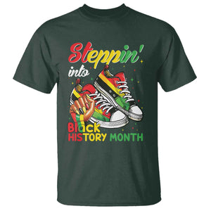 Stepping Into Black History Month T Shirt Black Girls Sneakers TS02 Dark Forest Green Print Your Wear