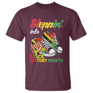 Stepping Into Black History Month T Shirt Black Girls Sneakers TS02 Maroon Print Your Wear