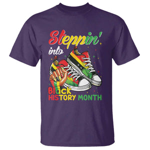 Stepping Into Black History Month T Shirt Black Girls Sneakers TS02 Purple Print Your Wear