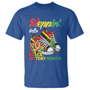 Stepping Into Black History Month T Shirt Black Girls Sneakers TS02 Royal Blue Print Your Wear