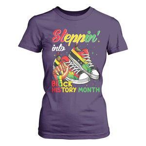Stepping Into Black History Month T Shirt For Women Black Girls Sneakers TS02 Purple Print Your Wear