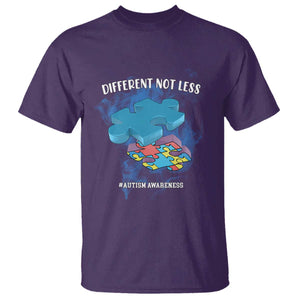 Autism Awareness T Shirt Different Not Less Support Spectrum Puzzle Piece TS02 Purple Printyourwear