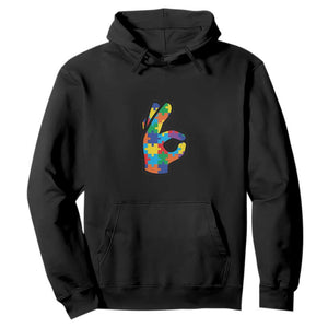 Autism Awareness Hoodie It's Ok To Be Different Acceptance Spectrum Puzzle Piece TS02 Black Printyourwear