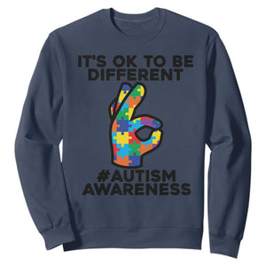 Autism Awareness Sweatshirt It's Ok To Be Different Acceptance Spectrum Puzzle Piece TS02 Navy Printyourwear