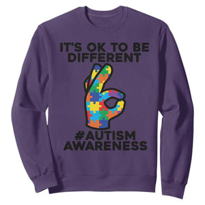 Autism Awareness Sweatshirt It's Ok To Be Different Acceptance Spectrum Puzzle Piece TS02 Purple Printyourwear