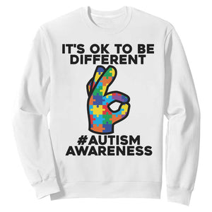 Autism Awareness Sweatshirt It's Ok To Be Different Acceptance Spectrum Puzzle Piece TS02 White Printyourwear