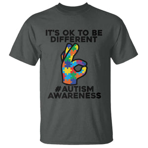 Autism Awareness T Shirt It's Ok To Be Different Acceptance Spectrum Puzzle Piece TS02 Dark Heather Printyourwear