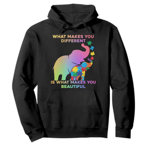Autism Awareness Elephant Hoodie What Make You Different Makes You Beautiful Spectrum Puzzle Piece Baby TS02 Black Printyourwear