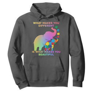 Autism Awareness Elephant Hoodie What Make You Different Makes You Beautiful Spectrum Puzzle Piece Baby TS02 Dark Heather Printyourwear