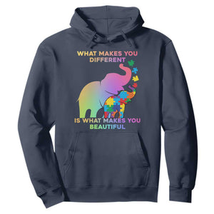 Autism Awareness Elephant Hoodie What Make You Different Makes You Beautiful Spectrum Puzzle Piece Baby TS02 Navy Printyourwear