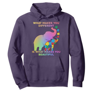 Autism Awareness Elephant Hoodie What Make You Different Makes You Beautiful Spectrum Puzzle Piece Baby TS02 Purple Printyourwear