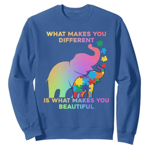 Autism Awareness Elephant Sweatshirt What Make You Different Makes You Beautiful Spectrum Puzzle Piece Baby TS02 Royal Blue Printyourwear