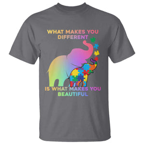Autism Awareness Elephant T Shirt What Make You Different Makes You Beautiful Spectrum Puzzle Piece Baby TS02 Charcoal Printyourwear
