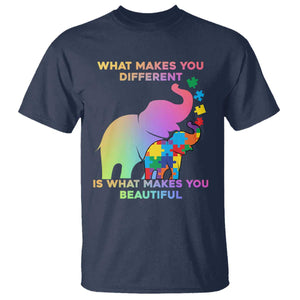 Autism Awareness Elephant T Shirt What Make You Different Makes You Beautiful Spectrum Puzzle Piece Baby TS02 Navy Printyourwear