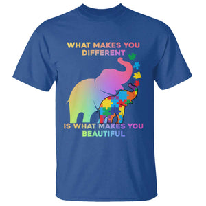 Autism Awareness Elephant T Shirt What Make You Different Makes You Beautiful Spectrum Puzzle Piece Baby TS02 Royal Blue Printyourwear